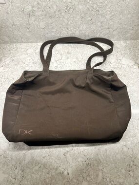 Donna Karan Dark Brown Canvas Tote Bag